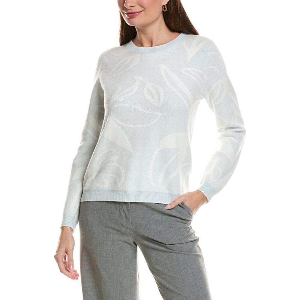 Tyler Bรถe Womens Conner Textured Leaves Sweater, Blue